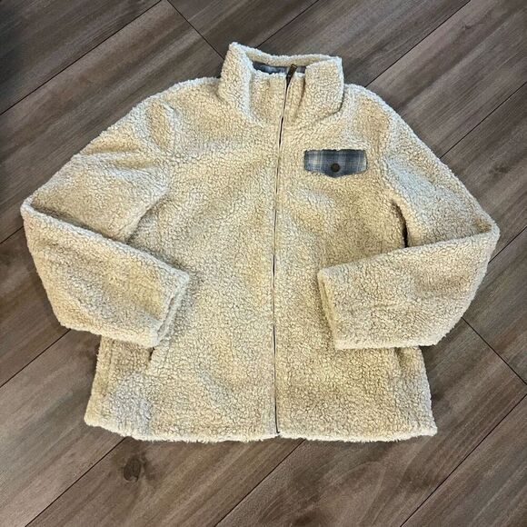 Pendleton Cream Fuzzy Sherpa Fleece Jacket Women Small - Picture 1 of 6